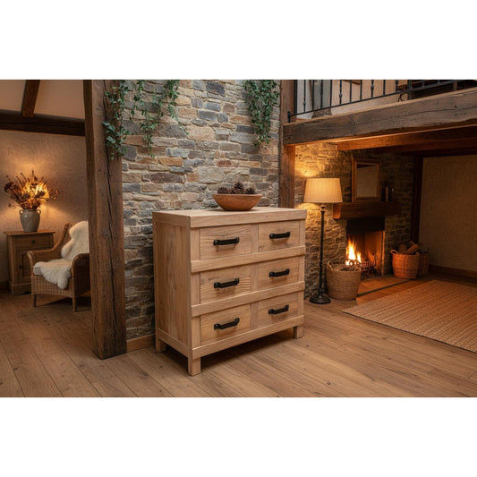FAIRMONT RECLAIMED ELM TIMBER 6 DRAWER CHEST OF DRAWERS RUSTIC - MyChocolateWood