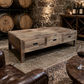 LORAN RECYCLED ELM RUSTIC 6 DRAWERS COFFEE TABLE - NATURAL - MyChocolateWood