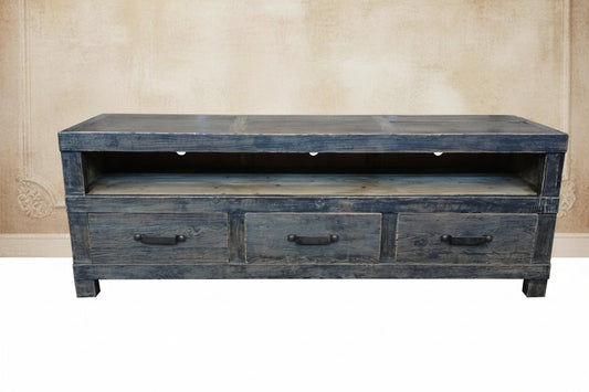 FAIRMONT RECYCLED ELM TV UNIT BLACKWASH - 2 SIZES - MyChocolateWood