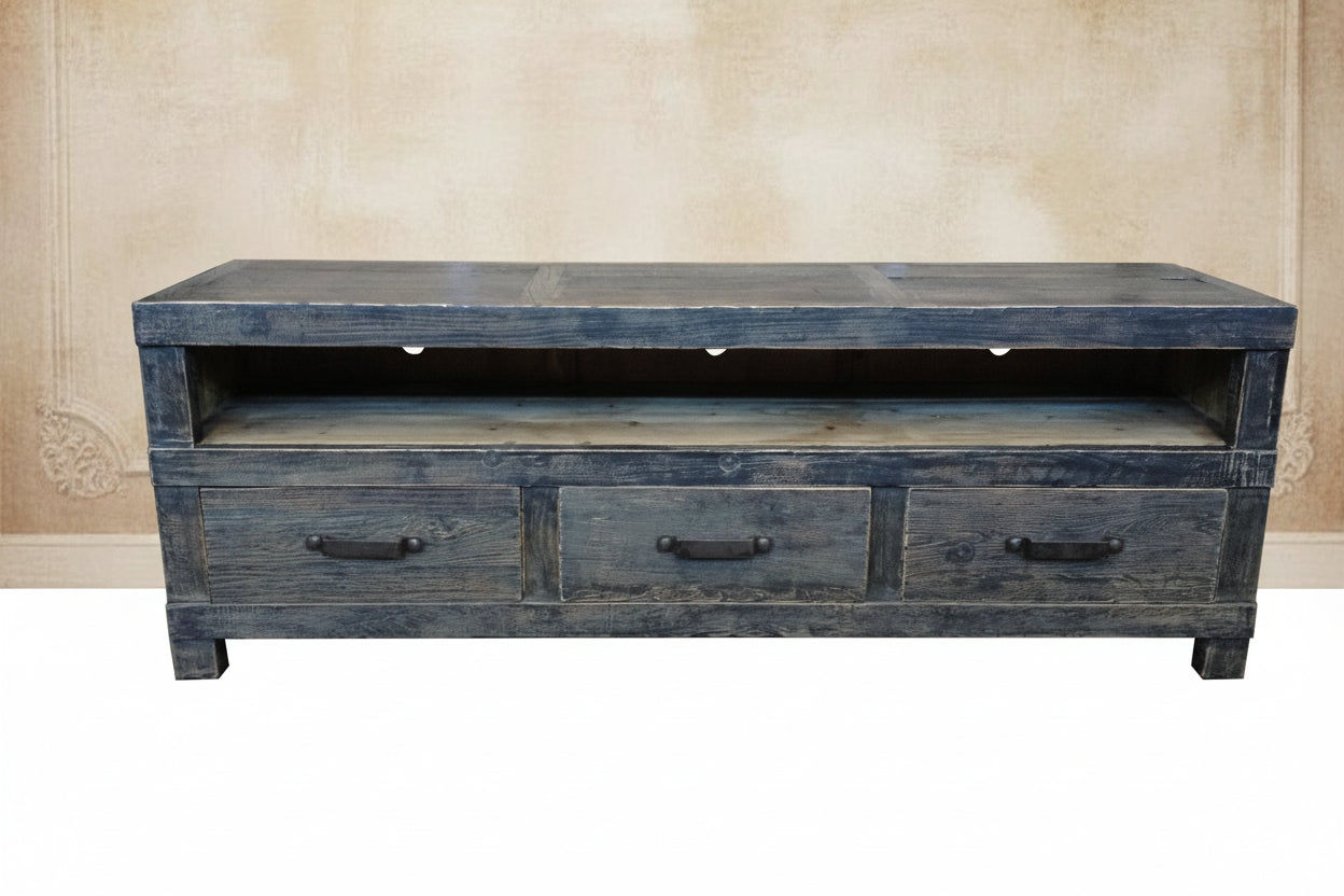FAIRMONT RECYCLED ELM TV UNIT BLACKWASH - 2 SIZES - MyChocolateWood