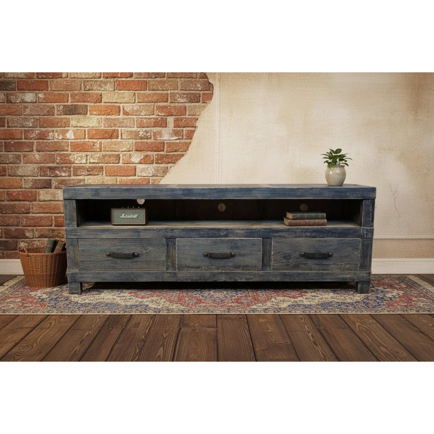 FAIRMONT RECYCLED ELM TV UNIT BLACKWASH - 2 SIZES