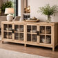 FAIRMONT RECYCLED ELM 4-DOOR SIDEBOARD/BUFFET WITH GLASS DOORS. 2.1M VINTAGE INDUSTRIAL