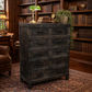 FAIRMONT RECYCLED ELM TALLBOY/ CHEST OF 10 DRAWERS IRON HANDLES INDUSTRIAL IN BLACKWASH - MyChocolateWood