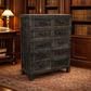 FAIRMONT RECYCLED ELM TALLBOY/ CHEST OF 10 DRAWERS IRON HANDLES INDUSTRIAL IN BLACKWASH - MyChocolateWood