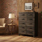 FAIRMONT RECYCLED ELM TALLBOY/ CHEST OF 10 DRAWERS IRON HANDLES INDUSTRIAL IN BLACKWASH - MyChocolateWood