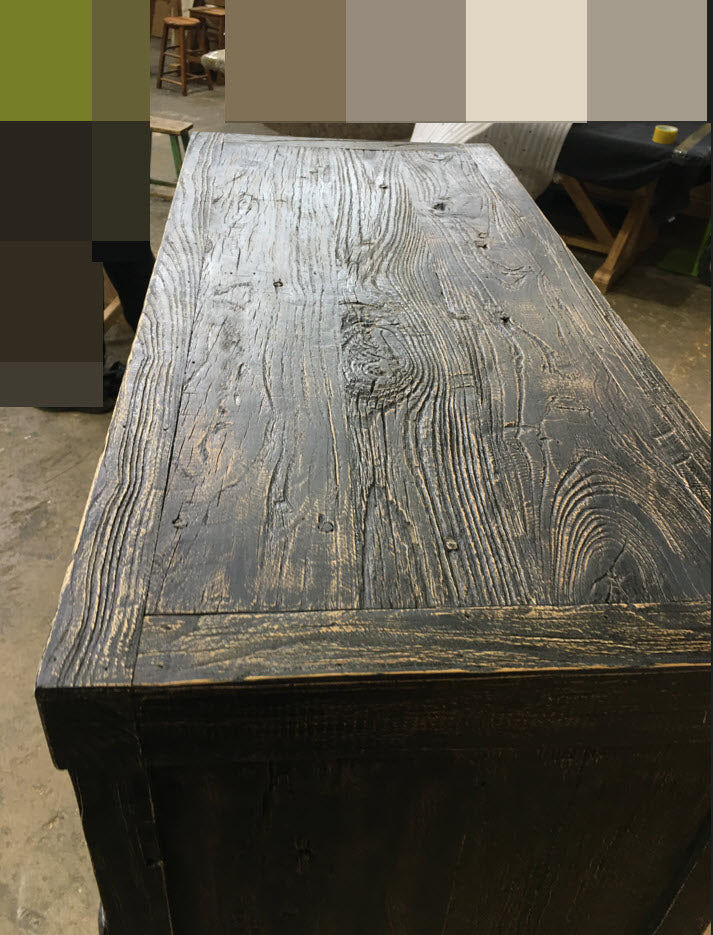 FAIRMONT RECYCLED ELM TALLBOY/ CHEST OF 10 DRAWERS IRON HANDLES INDUSTRIAL IN BLACKWASH - MyChocolateWood