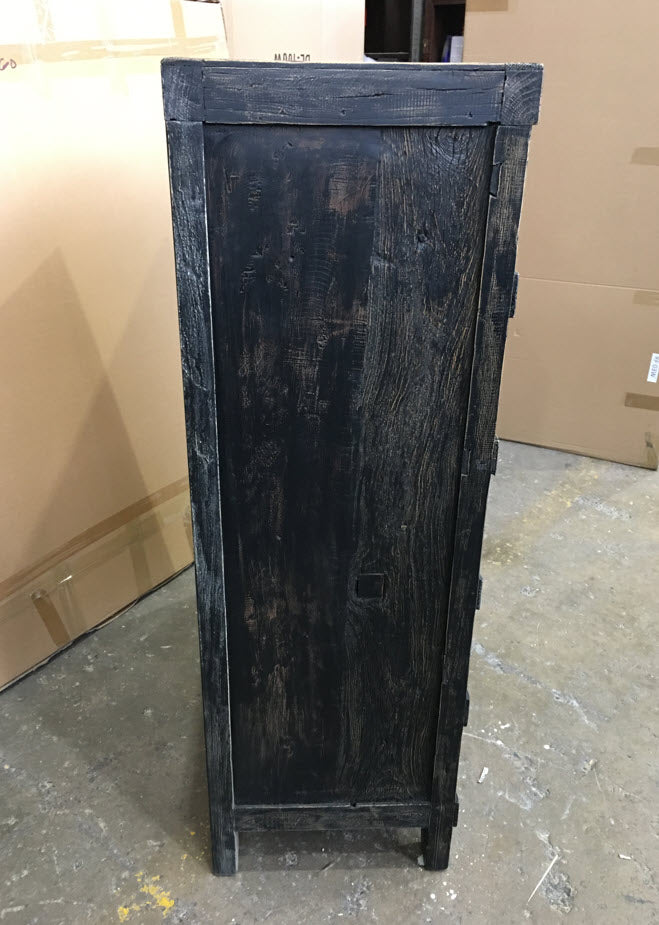 FAIRMONT RECYCLED ELM TALLBOY/ CHEST OF 10 DRAWERS IRON HANDLES INDUSTRIAL IN BLACKWASH - MyChocolateWood