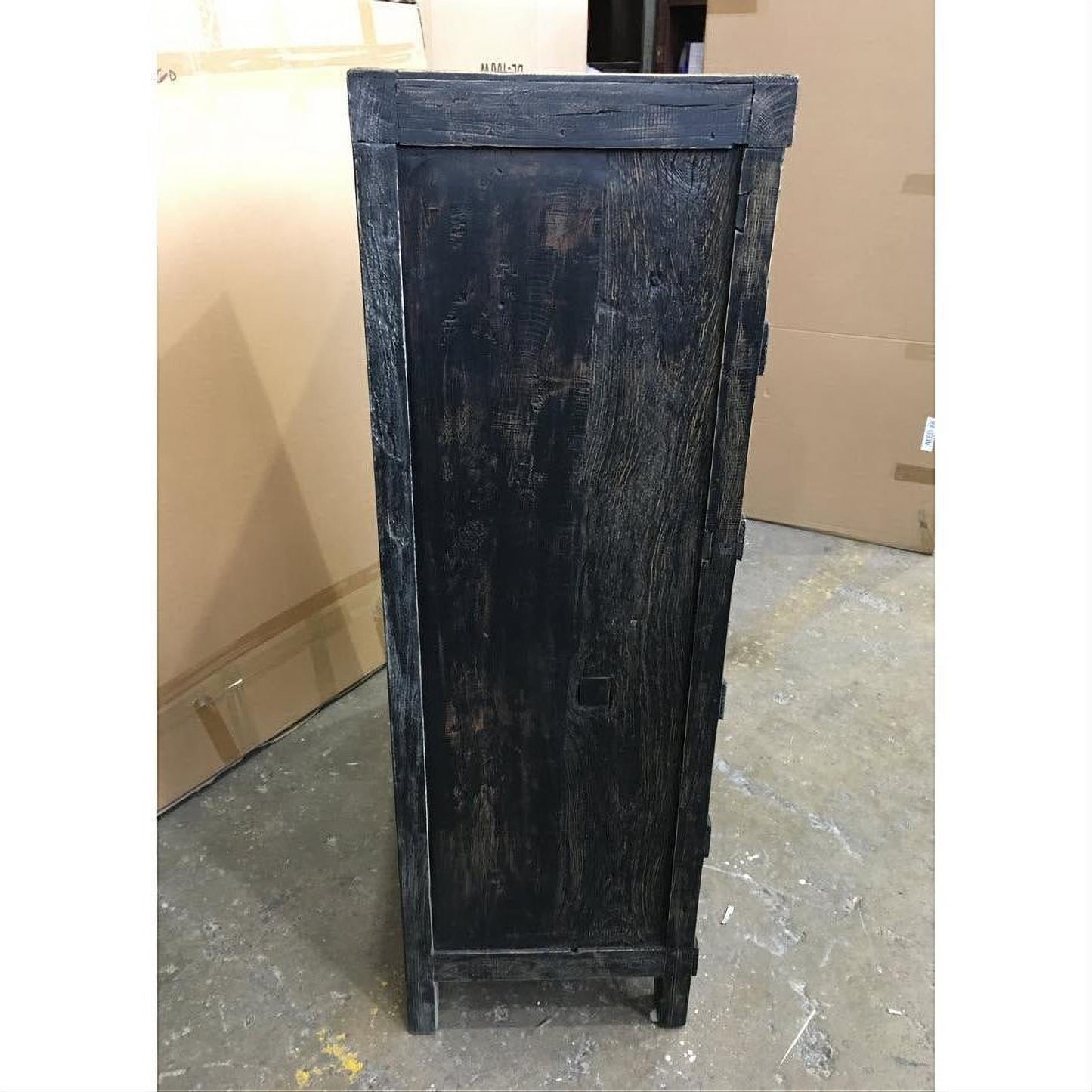 FAIRMONT RECYCLED ELM TALLBOY/ CHEST OF 10 DRAWERS IRON HANDLES INDUSTRIAL IN BLACKWASH