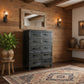 FAIRMONT RECYCLED ELM TALLBOY/ CHEST OF 10 DRAWERS IRON HANDLES INDUSTRIAL IN BLACKWASH - MyChocolateWood