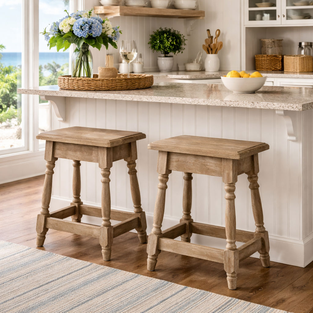 MORO RECLAIMED ELM BAR STOOL 45CM ROUNDED FOOT - MyChocolateWood