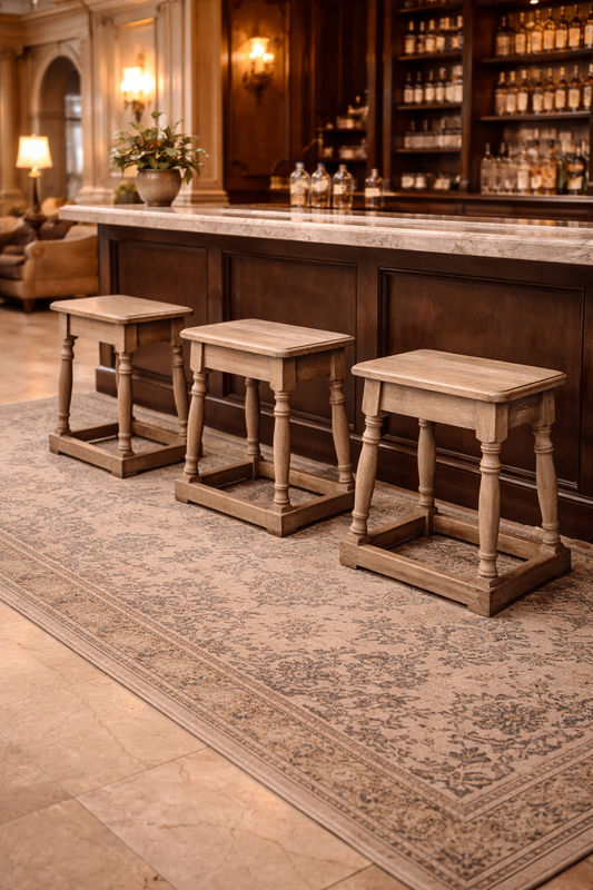 MORO RECLAIMED ELM BAR STOOL 45CM SQUARE FOOT - MyChocolateWood