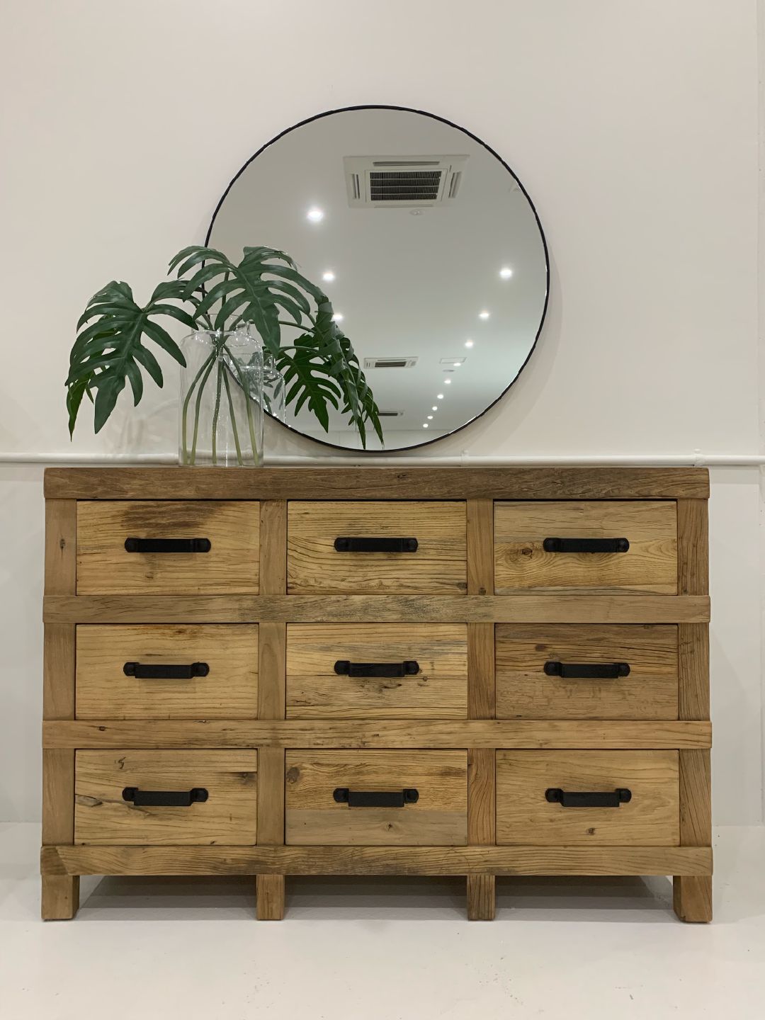 FAIRMONT 9-DRAWER SIDEBOARD BUFFET W/ IRON HANDLES IN RECYCLED ELM - MyChocolateWood