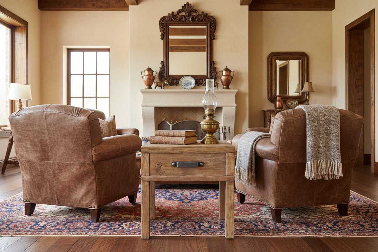 FAIRMONT RECLAIMED ELM TIMBER 1 DRAW SIDE TABLE RUSTIC - MyChocolateWood