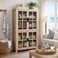 FAIRMONT RECYCLED ELM GLASS CABINET - NATURAL - MyChocolateWood