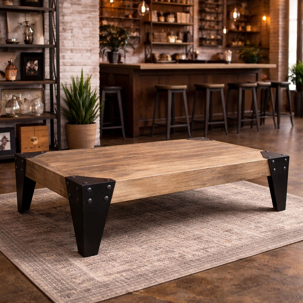 FAIRMONT 160CM RECYCLED ELM & IRON LEGS COFFEE TABLE - MyChocolateWood