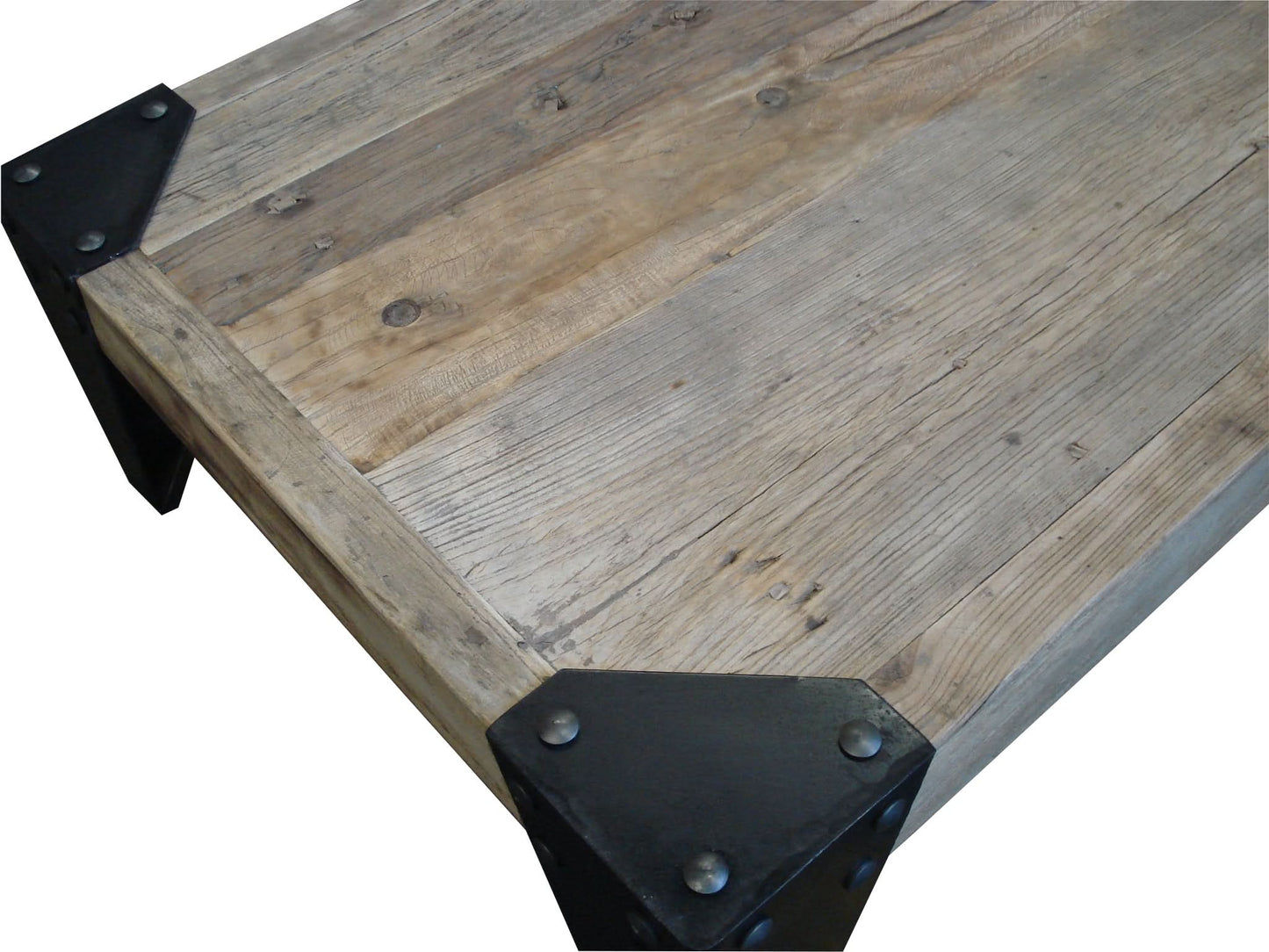 FAIRMONT 160CM RECYCLED ELM & IRON LEGS COFFEE TABLE - MyChocolateWood