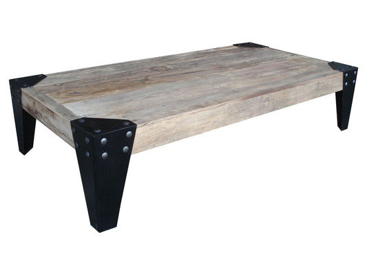 FAIRMONT 160CM RECYCLED ELM & IRON LEGS COFFEE TABLE - MyChocolateWood