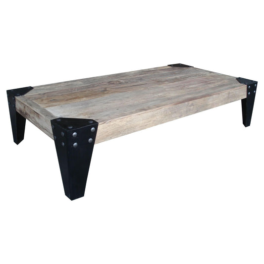 FAIRMONT 160CM RECYCLED ELM & IRON LEGS COFFEE TABLE - MyChocolateWood