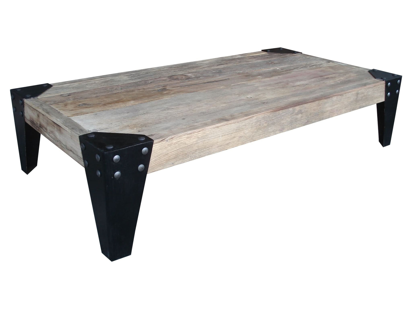 FAIRMONT 160CM RECYCLED ELM & IRON LEGS COFFEE TABLE - MyChocolateWood