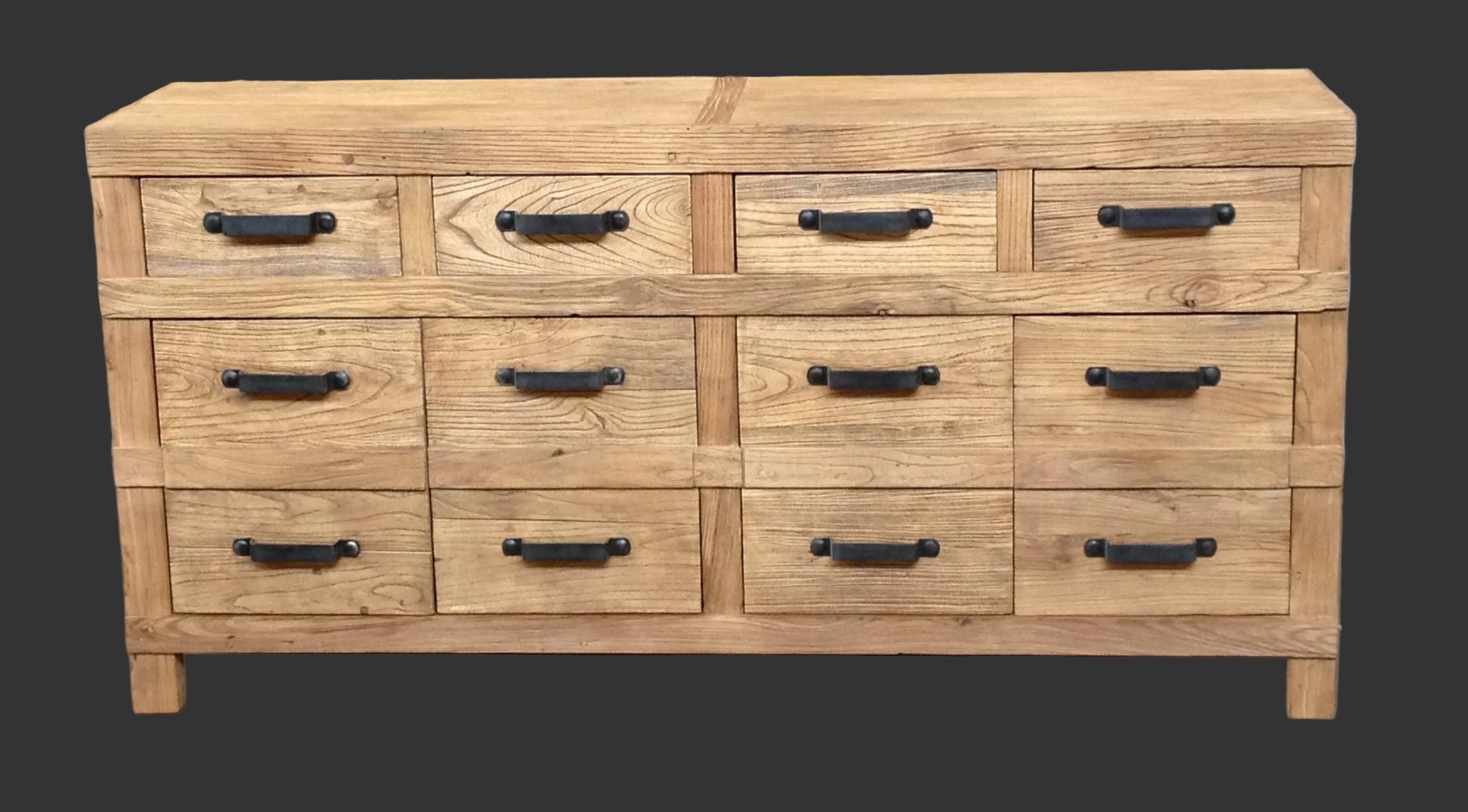 FAIRMONT BUFFET RECYCLED ELM 4 DOORS & 4 DRAWERS - MyChocolateWood