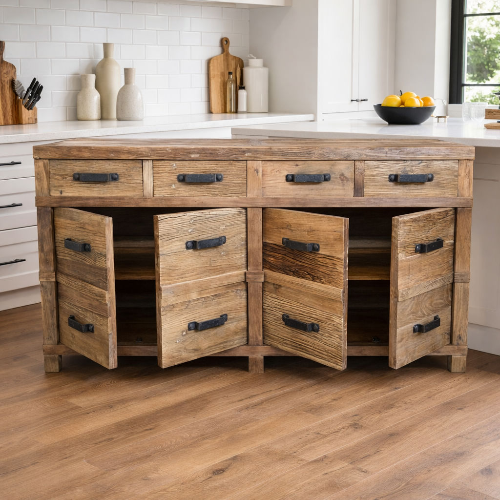 FAIRMONT BUFFET RECYCLED ELM 4 DOORS & 4 DRAWERS - MyChocolateWood