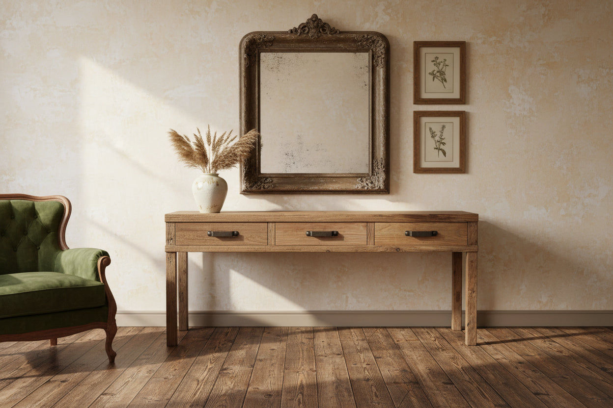 FAIRMONT HALL TABLE/CONSOLE TABLE IN RECYCLED ELM - 2 SIZES - MyChocolateWood