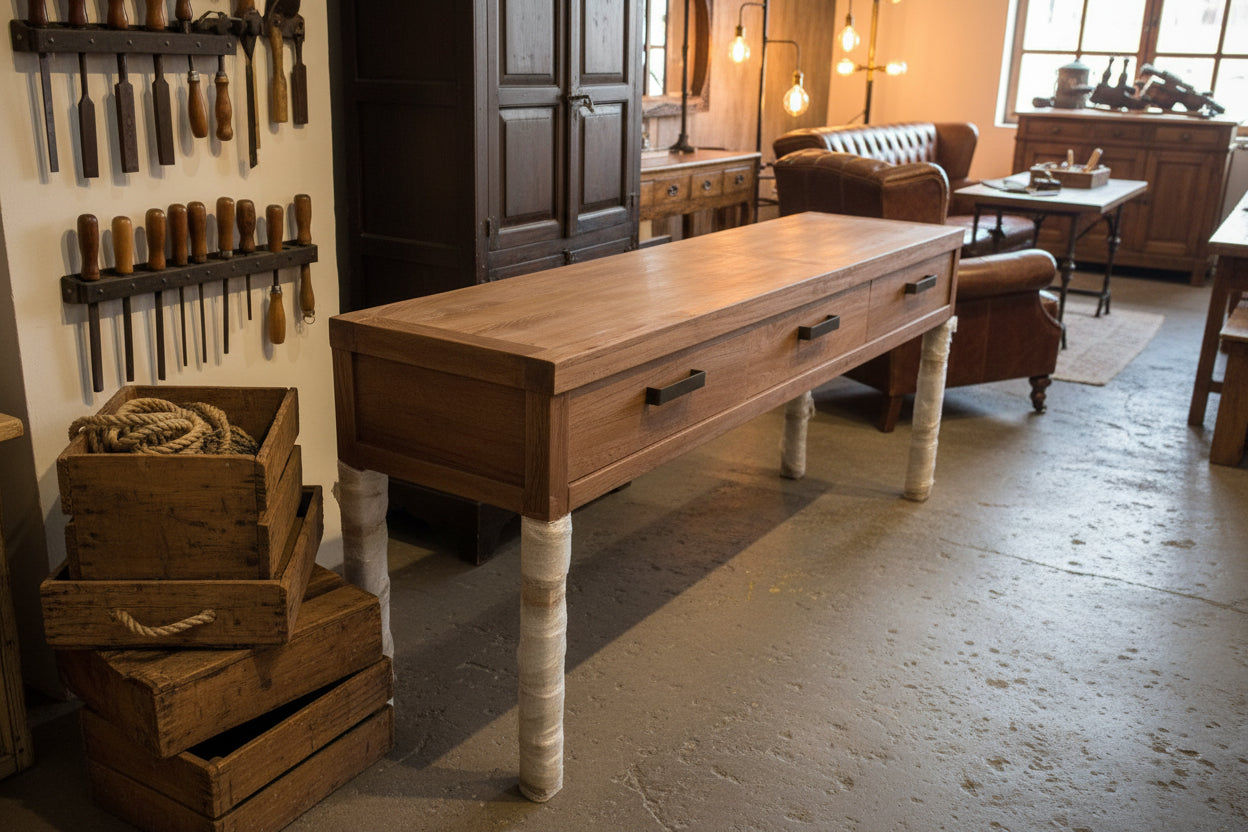 FAIRMONT HALL TABLE/CONSOLE TABLE IN RECYCLED ELM - 2 SIZES - MyChocolateWood