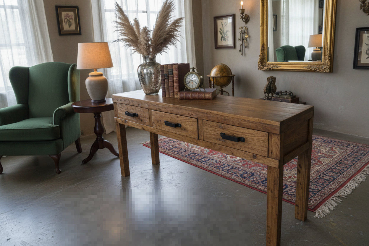 FAIRMONT HALL TABLE/CONSOLE TABLE IN RECYCLED ELM - 2 SIZES - MyChocolateWood