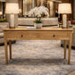 Solid oak Ella console table with two drawers, featuring a natural wood finish and sleek design from MyChocolateWood.