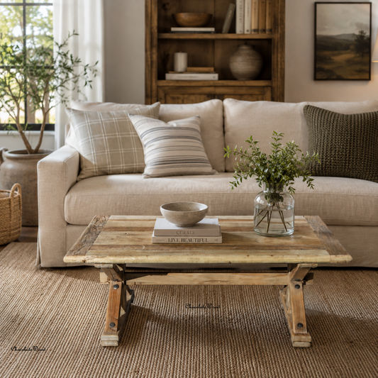 Bordeaux Solid Elm Wood Coffee Table 120cm