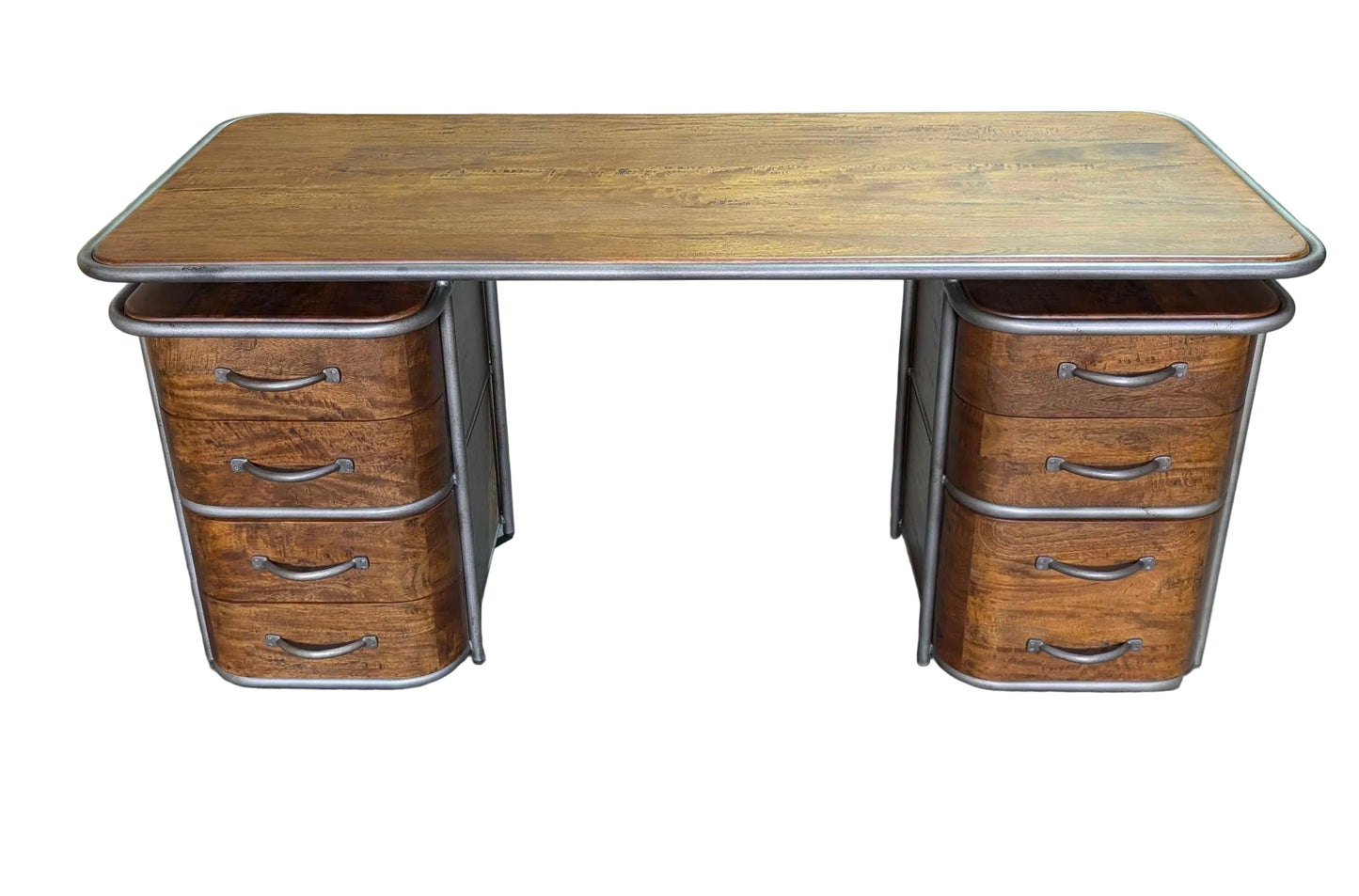 ARTURO SOLID FRUITWOOD/STEEL HOME OFFICE DESK WRITING DESK ART DECO STYLE - MyChocolateWood