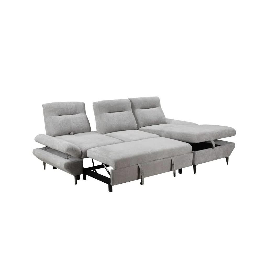 LIBBI FABRIC 2-SEATER SOFA BED WITH RHF STORAGE CHAISE GREY - MyChocolateWood