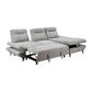 Libbi Fabric 2-Seater Sofa Bed with Right Facing Storage Chaise in Grey - Chocolate Wood