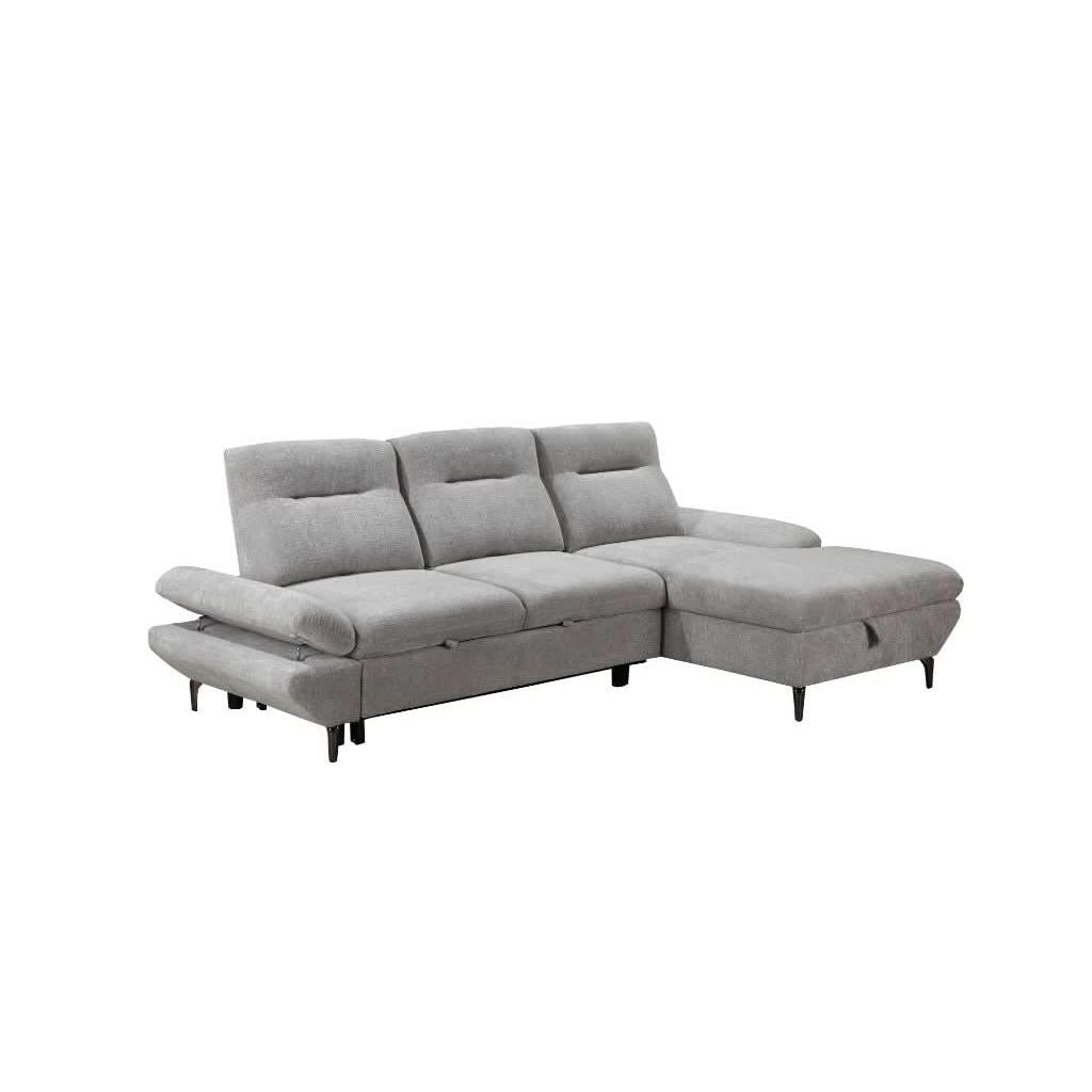 LIBBI FABRIC 2-SEATER SOFA BED WITH RHF STORAGE CHAISE GREY - MyChocolateWood