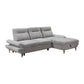 Libbi Fabric 2-Seater Sofa Bed with Right Facing Storage Chaise in Grey - Chocolate Wood