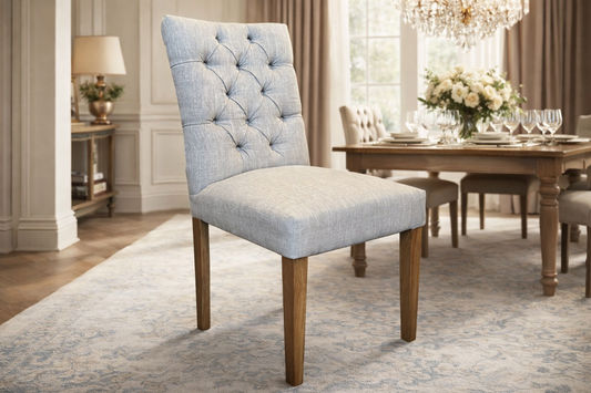 SANTIAGO FABRIC DINING CHAIR IN FLAXEEN - STOCK CLEARANCE EOFY SALE