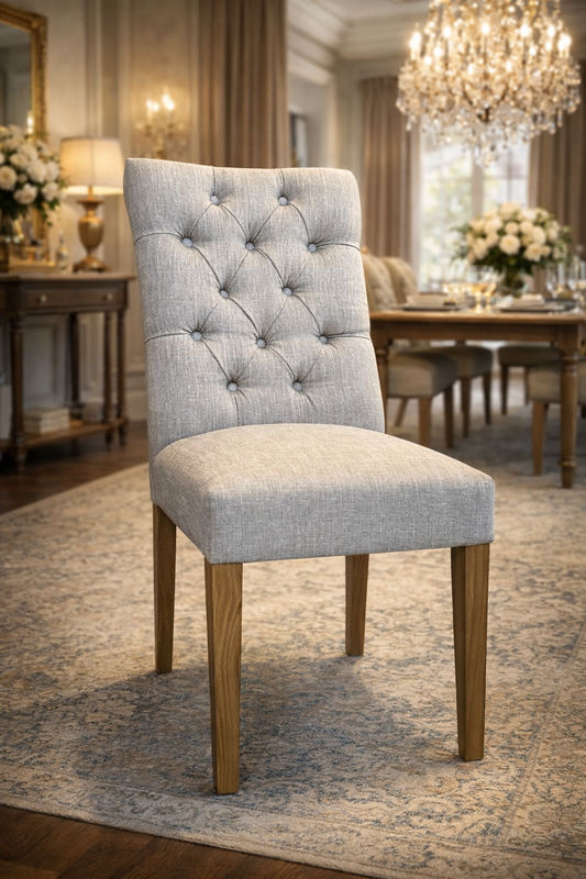 SANTIAGO FABRIC DINING CHAIR IN FLAXEEN - STOCK CLEARANCE EOFY SALE