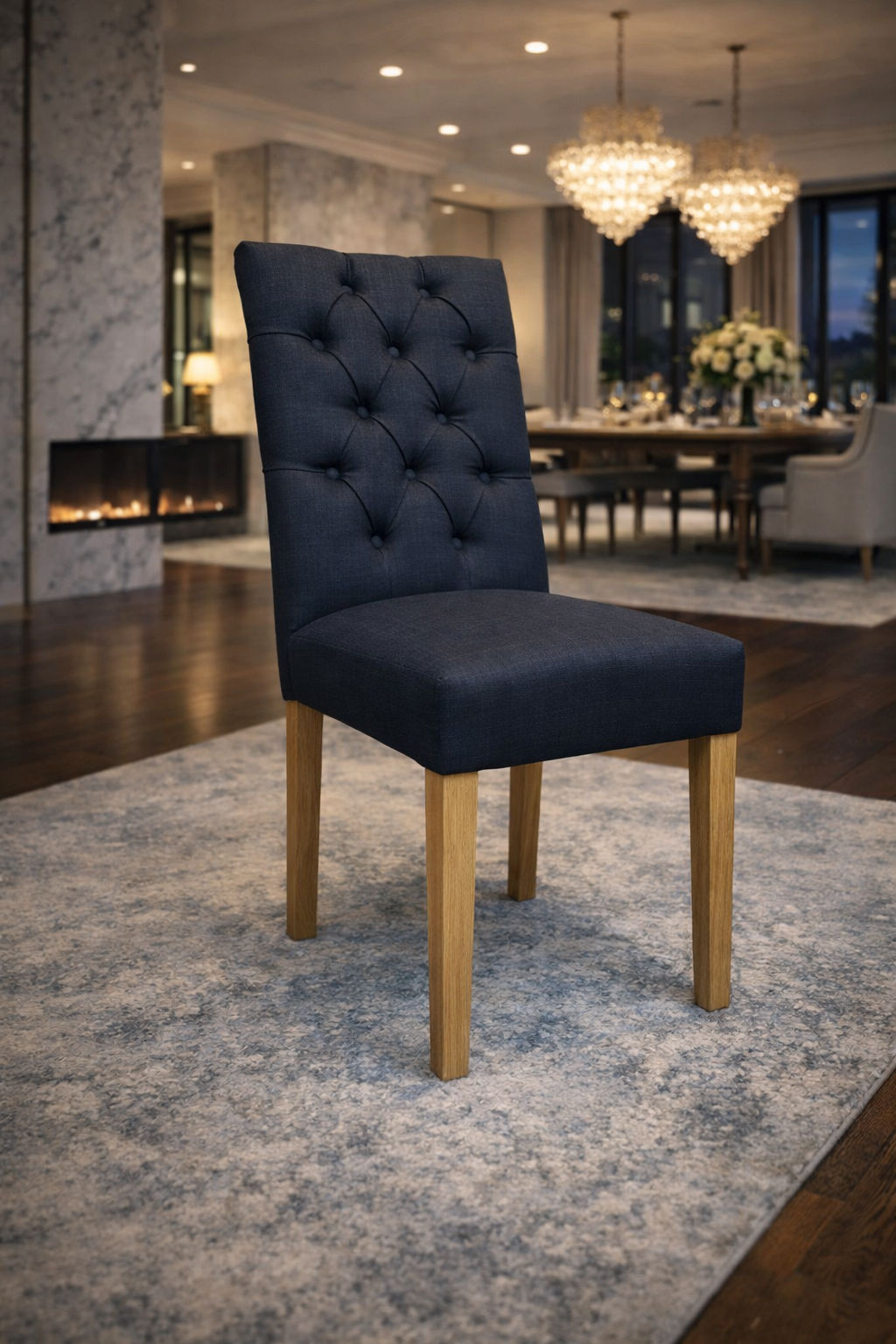 SANTIAGO FABRIC DINING CHAIR IN BLACK - STOCK CLEARANCE EOFY SALE