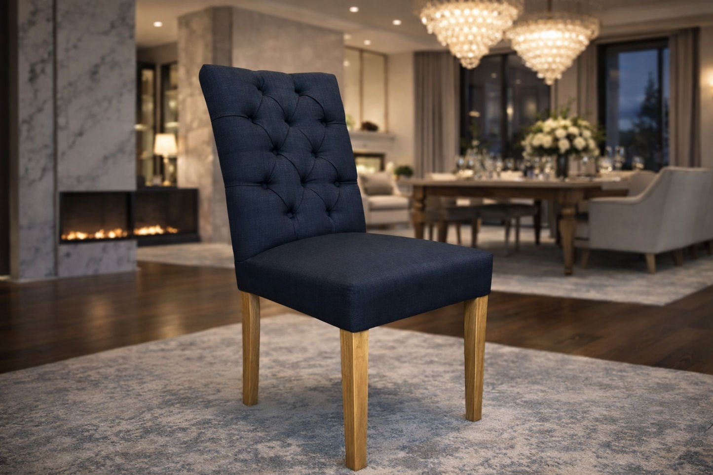 SANTIAGO FABRIC DINING CHAIR IN BLACK - STOCK CLEARANCE EOFY SALE