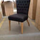 MURDOCH SOLID OAK FRAME LINEN DINING CHAIR BLACK - EOFY STOCK CLEARANCE