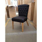 Murdoch Solid Oak Frame Linen Dining Chair in Black - Chocolate Wood