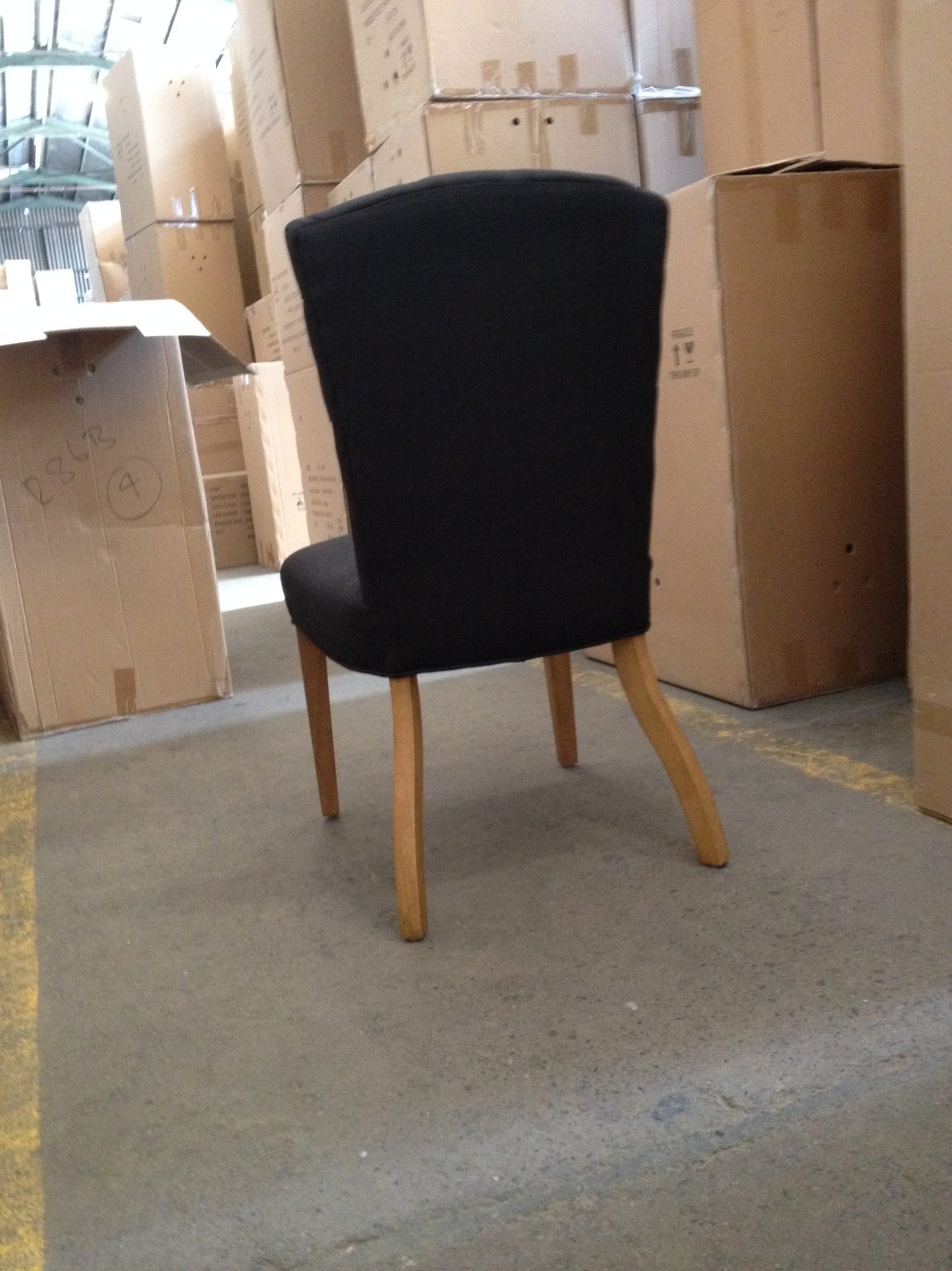 MURDOCH SOLID OAK FRAME LINEN DINING CHAIR BLACK - EOFY STOCK CLEARANCE