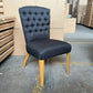 MURDOCH SOLID OAK FRAME LINEN DINING CHAIR BLACK - EOFY STOCK CLEARANCE