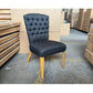 Murdoch Solid Oak Frame Linen Dining Chair in Black - Chocolate Wood