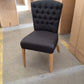 MURDOCH SOLID OAK FRAME LINEN DINING CHAIR BLACK - EOFY STOCK CLEARANCE