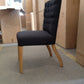 MURDOCH SOLID OAK FRAME LINEN DINING CHAIR BLACK - EOFY STOCK CLEARANCE