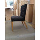 Murdoch Solid Oak Frame Linen Dining Chair in Black - Chocolate Wood