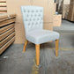 MURDOCH SOLID OAK FRAME LINEN DINING CHAIR - EOFY STOCK CLEARACNE
