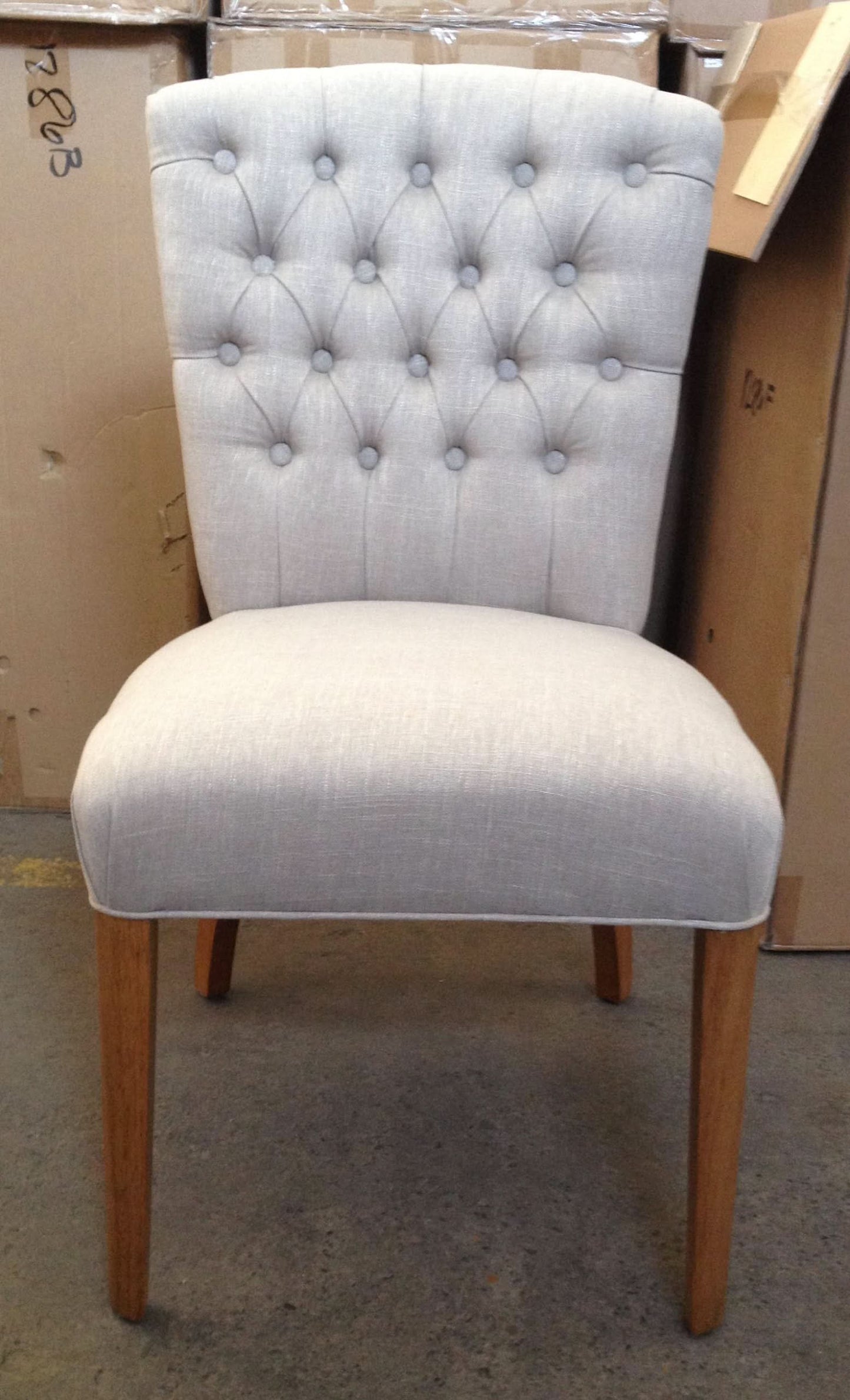 MURDOCH SOLID OAK FRAME LINEN DINING CHAIR - EOFY STOCK CLEARACNE