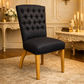 MURDOCH SOLID OAK FRAME LINEN DINING CHAIR BLACK - EOFY STOCK CLEARANCE
